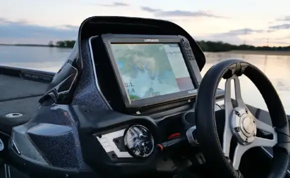 Fish Finder on boat dash.