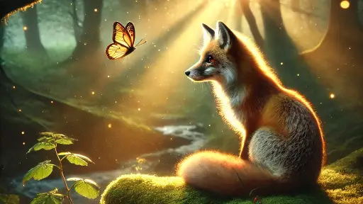 Fox Watching a Butterfly